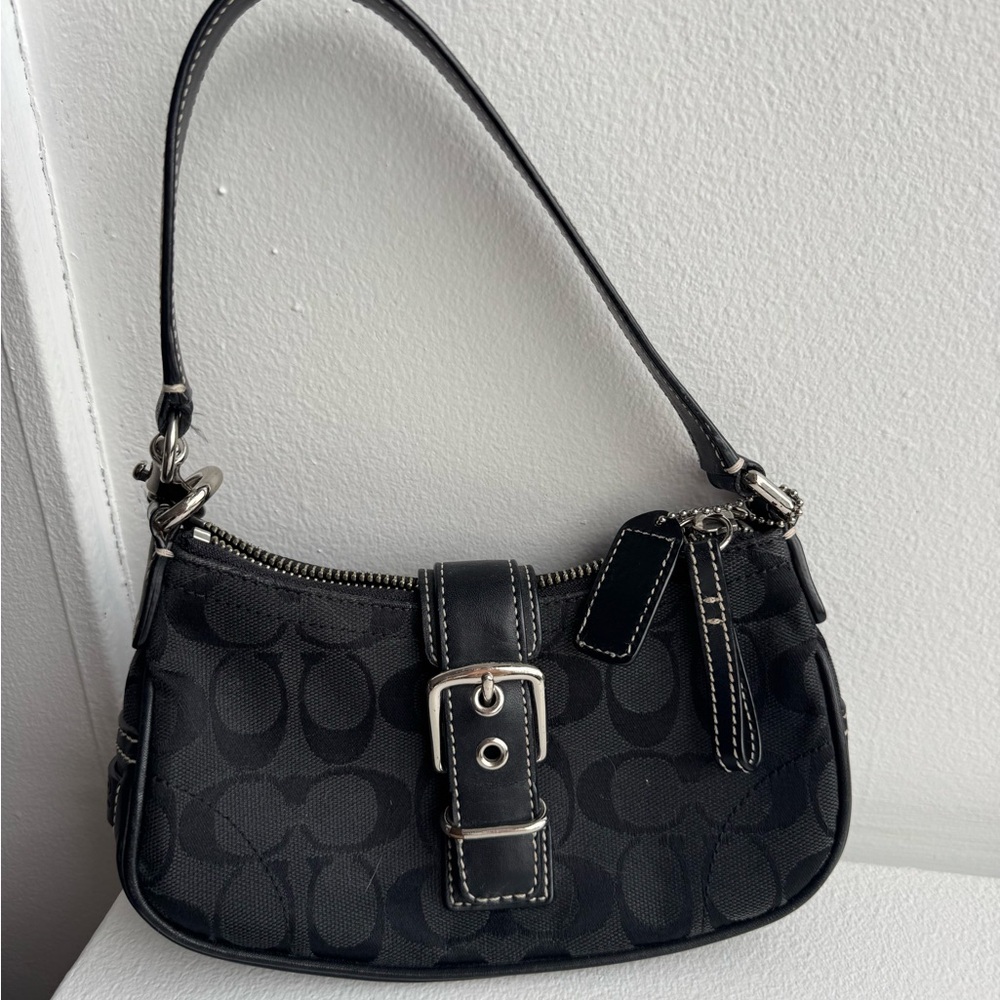 Coach Black Shoulder Bag with Signature Monogram